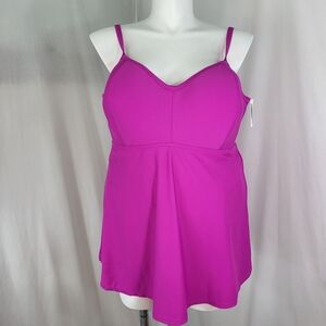 Old Navy Pink TANKINI TOP Swim Womens Size 3X Built-in Padded Bra Adj Straps NWT